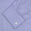 View 4 of product A Turnbull & Asser Light Blue Herringbone Sea Island Quality Cotton Shirt with T&A collar and double cuffs is neatly folded, label visible, and displayed against a plain white background.