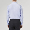 View 3 of product A Turnbull & Asser Light Blue Herringbone Sea Island Quality Cotton Shirt with T&A collar and double cuffs is neatly folded, label visible, and displayed against a plain white background.