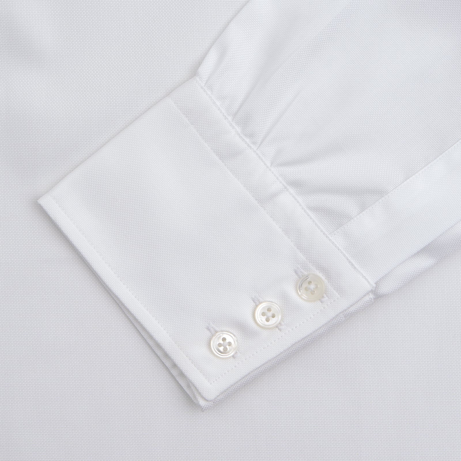 White Superfine Oxford Cotton Shirt with T&A Collar and 3-Button Cuffs