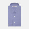 View 1 of product A Blue Superfine Oxford Cotton Shirt by Turnbull & Asser, featuring a T&A collar and 3-button cuffs, is displayed against a plain white background.