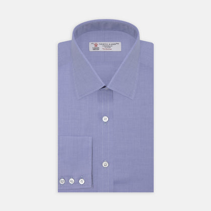 Blue Superfine Oxford Cotton Shirt with T&A Collar and 3-Button Cuffs