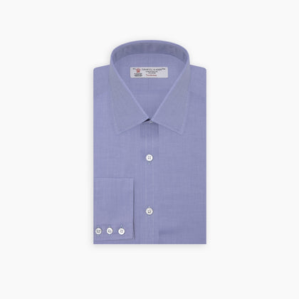 Blue Superfine Oxford Cotton Shirt with T&A Collar and 3-Button Cuffs Image 4