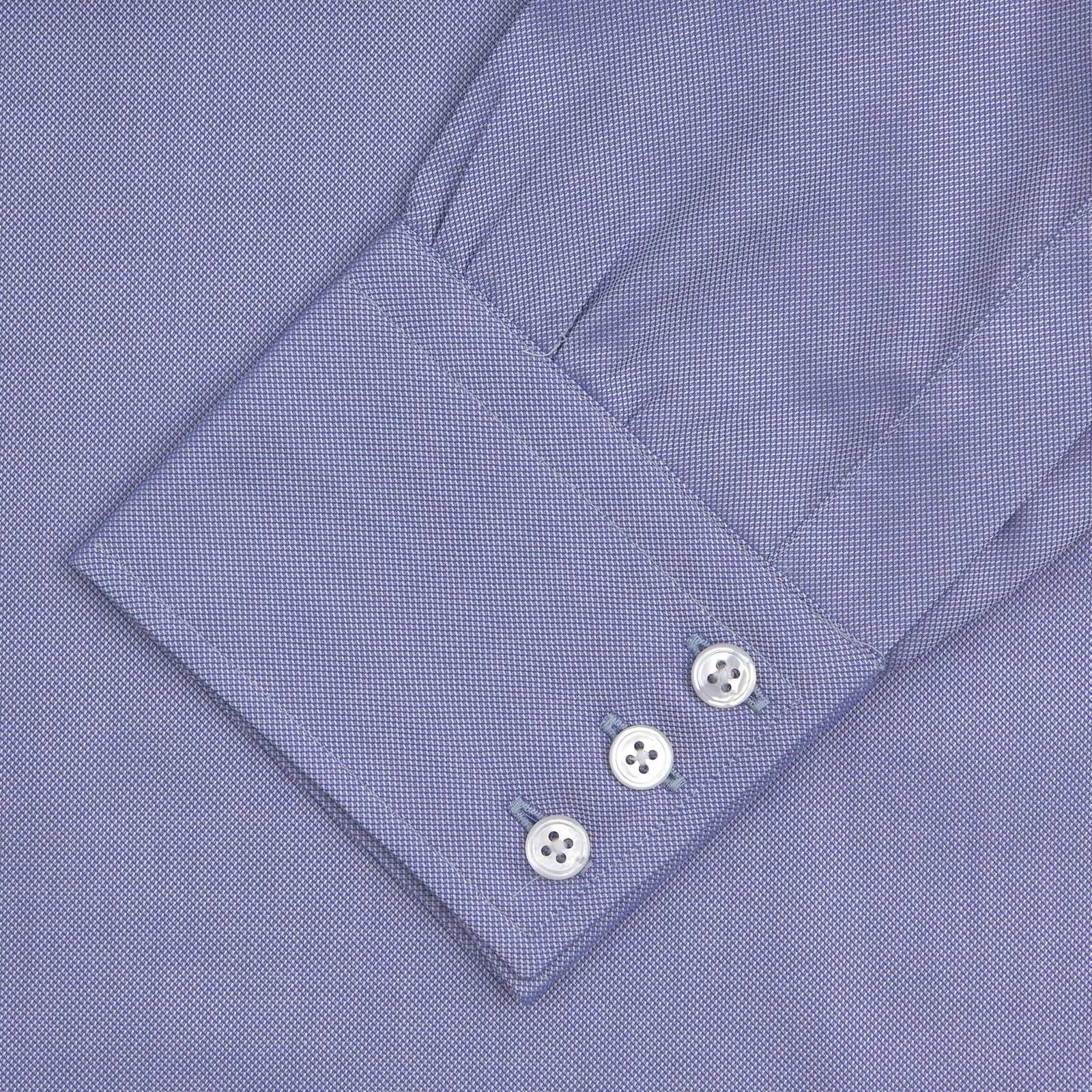 Blue Superfine Oxford Cotton Shirt with T&A Collar and 3-Button Cuffs