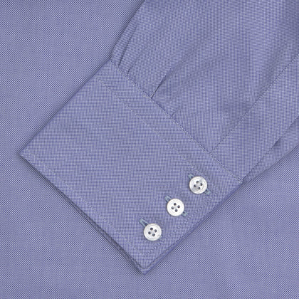 Blue Superfine Oxford Cotton Shirt with T&A Collar and 3-Button Cuffs Image 3