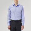 View 2 of product A Blue Superfine Oxford Cotton Shirt by Turnbull & Asser, featuring a T&A collar and 3-button cuffs, is displayed against a plain white background.