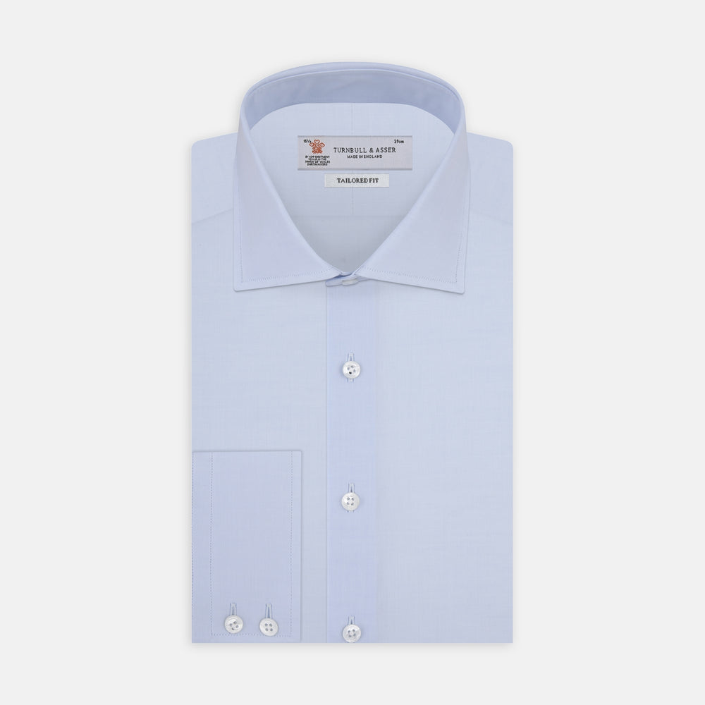 Tailored Fit Two-Fold 120 Light Blue Shirt with Kent Collar and 2-Button Cuffs