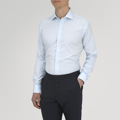 Tailored Fit Two-Fold 120 Light Blue Shirt with Kent Collar and 2-Button Cuffs
