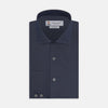 View 1 of product A neatly folded Tailored Fit Navy Cashmere Blend Shirt with a Kent collar and 2-button cuffs by Turnbull & Asser is shown on a plain white background.