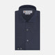 Tailored Fit Navy Cashmere Blend Shirt with Kent Collar and 2-Button Cuffs