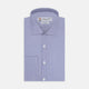 Tailored Fit Blue Fine Bengal Stripe Cotton Shirt with Kent Collar and Double Cuffs