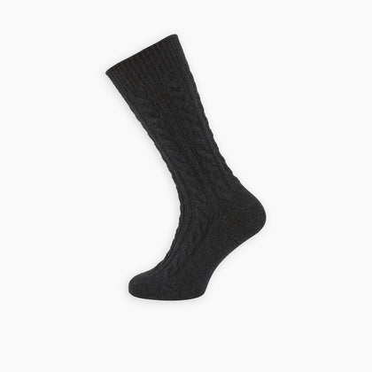 Charcoal Cable Knit Cashmere Socks Image 2