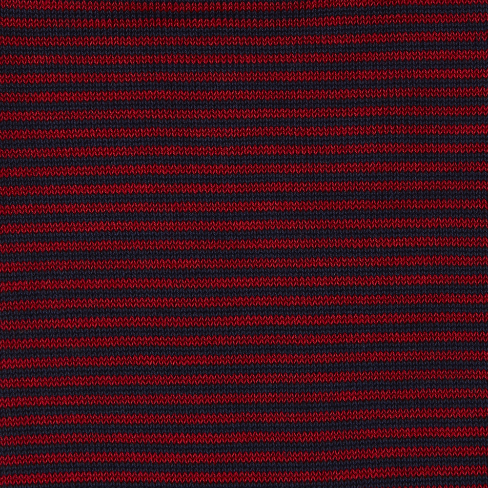 Red and Navy Stripe Cotton Mix Short Socks