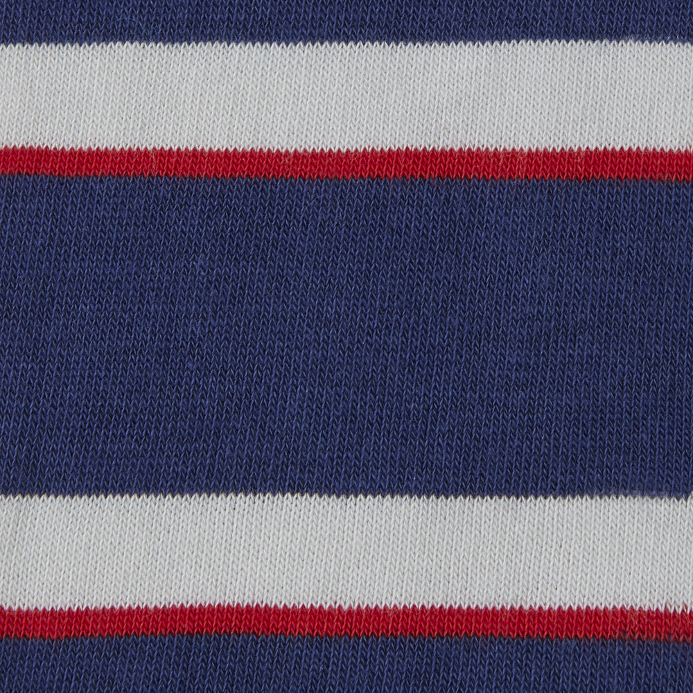 Navy, Red and White Stripe Cotton Mix Short Socks