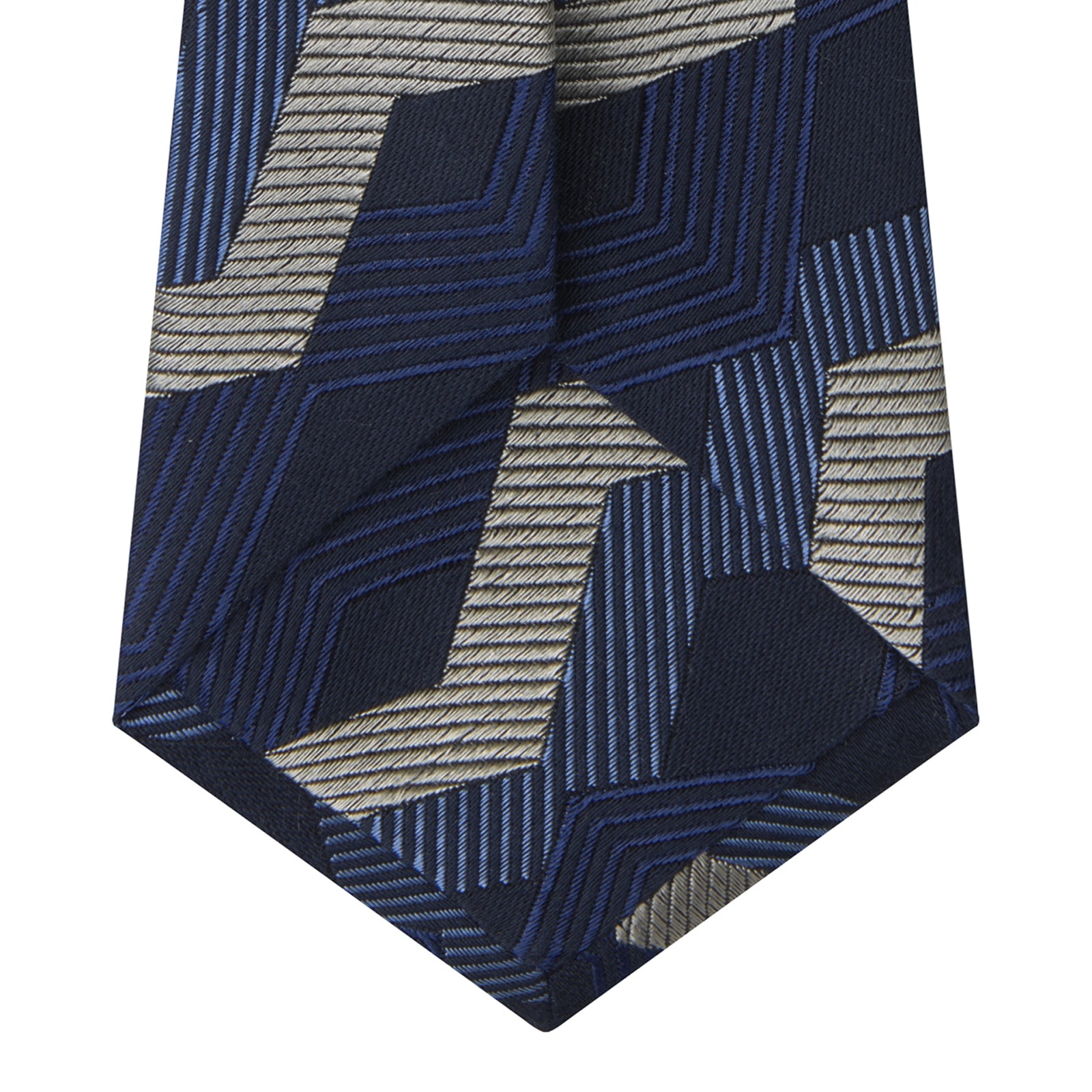 Navy and White Zig Zag Silk Tie
