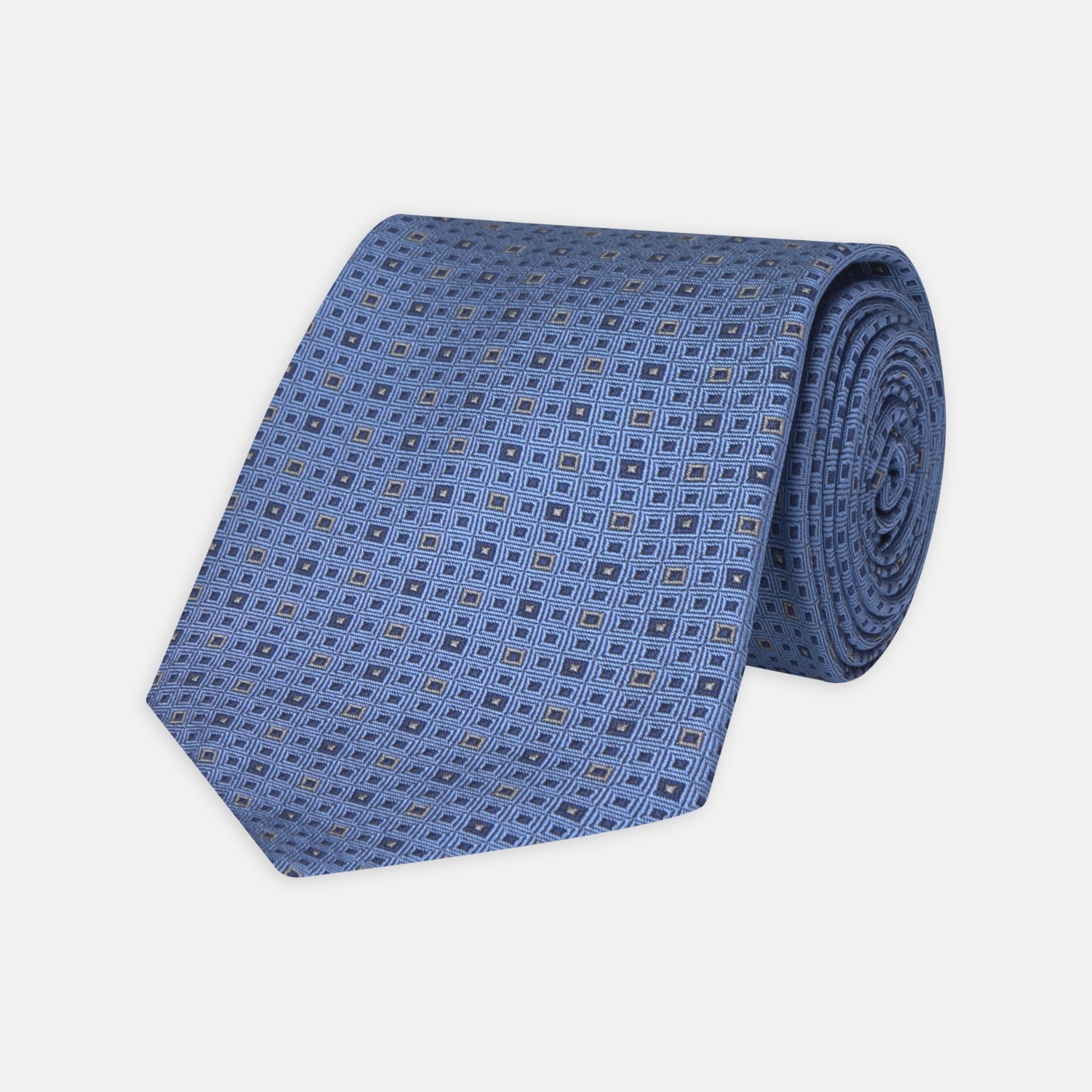 Blue and Navy Miniature Repeat Silk Tie