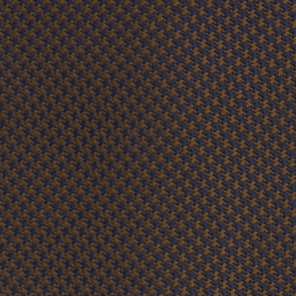 Navy and Brown Houndstooth Silk Tie
