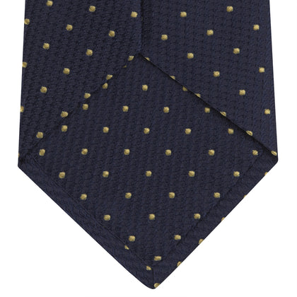 Navy and Gold Spot Lace Silk Tie Image 3