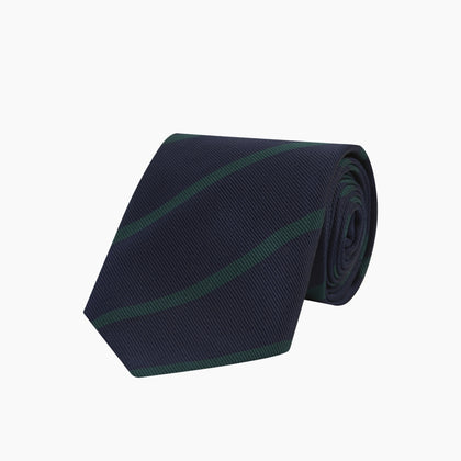 Navy and Green Blazer Stripe Repp Silk Tie Image 4