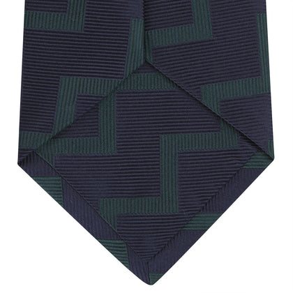 Navy and Forest Green Striped Zigzag Silk Tie Image 3