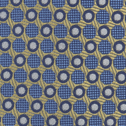 Gold and Blue Circle and Spot Silk Tie Image 2