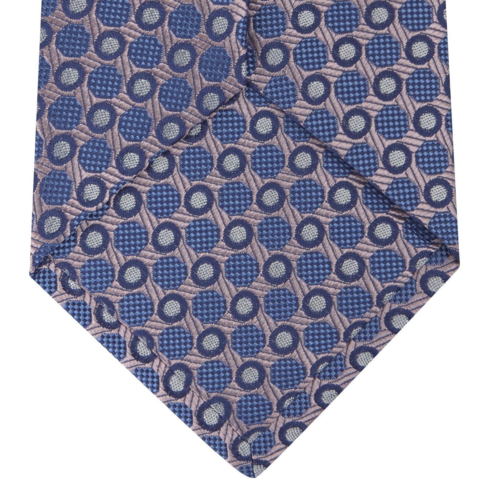 Rose and Blue Circle and Spot Silk Tie