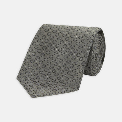 Grey Floral Spot Silk Tie
