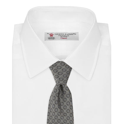 Grey Floral Spot Silk Tie