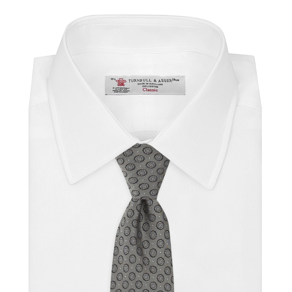 Grey Floral Spot Silk Tie