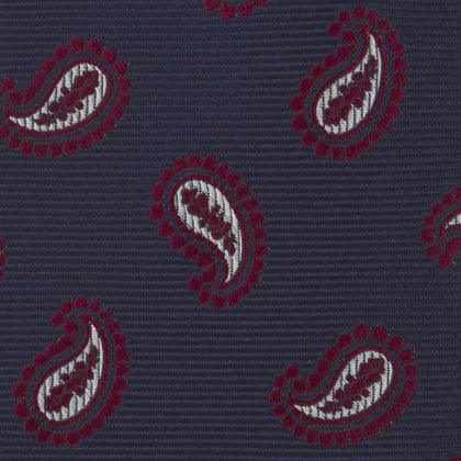 Navy and Burgundy Floating Paisley Silk Tie Image 2