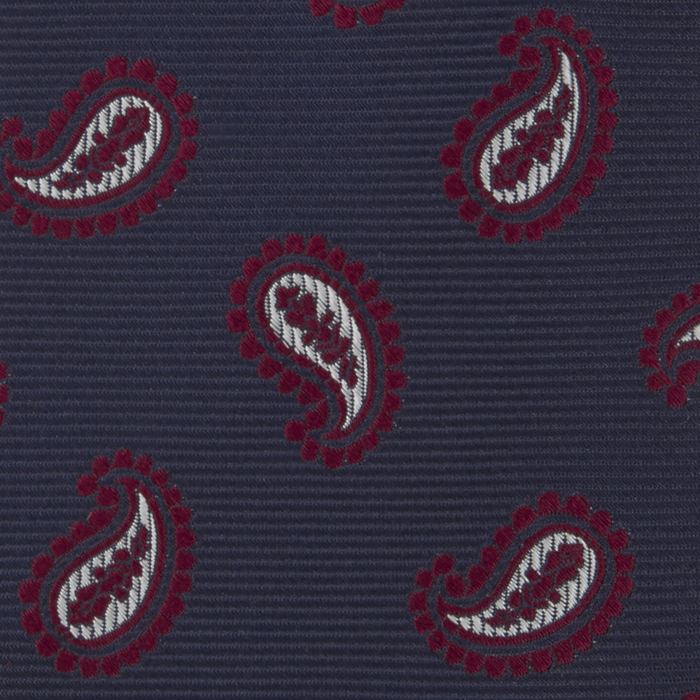 Navy and Burgundy Floating Paisley Silk Tie