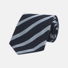 Navy, Sky Blue and White Multi Repp Stripe Silk Tie