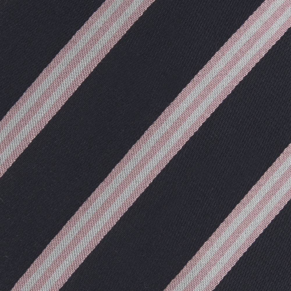 Navy, Pink and White Multi Repp Stripe Silk Tie