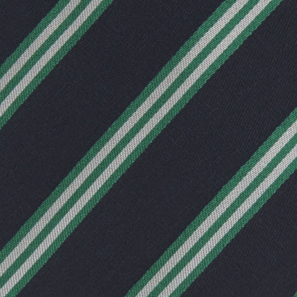 Navy, Green and White Multi Repp Stripe Silk Tie Image 2