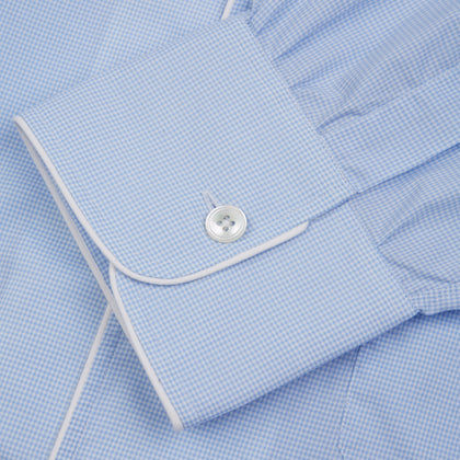Sky Blue Micro-Check Cotton Nightshirt Image 3