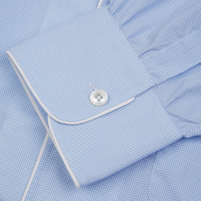 Sky Blue Micro-Check Cotton Nightshirt Image 3