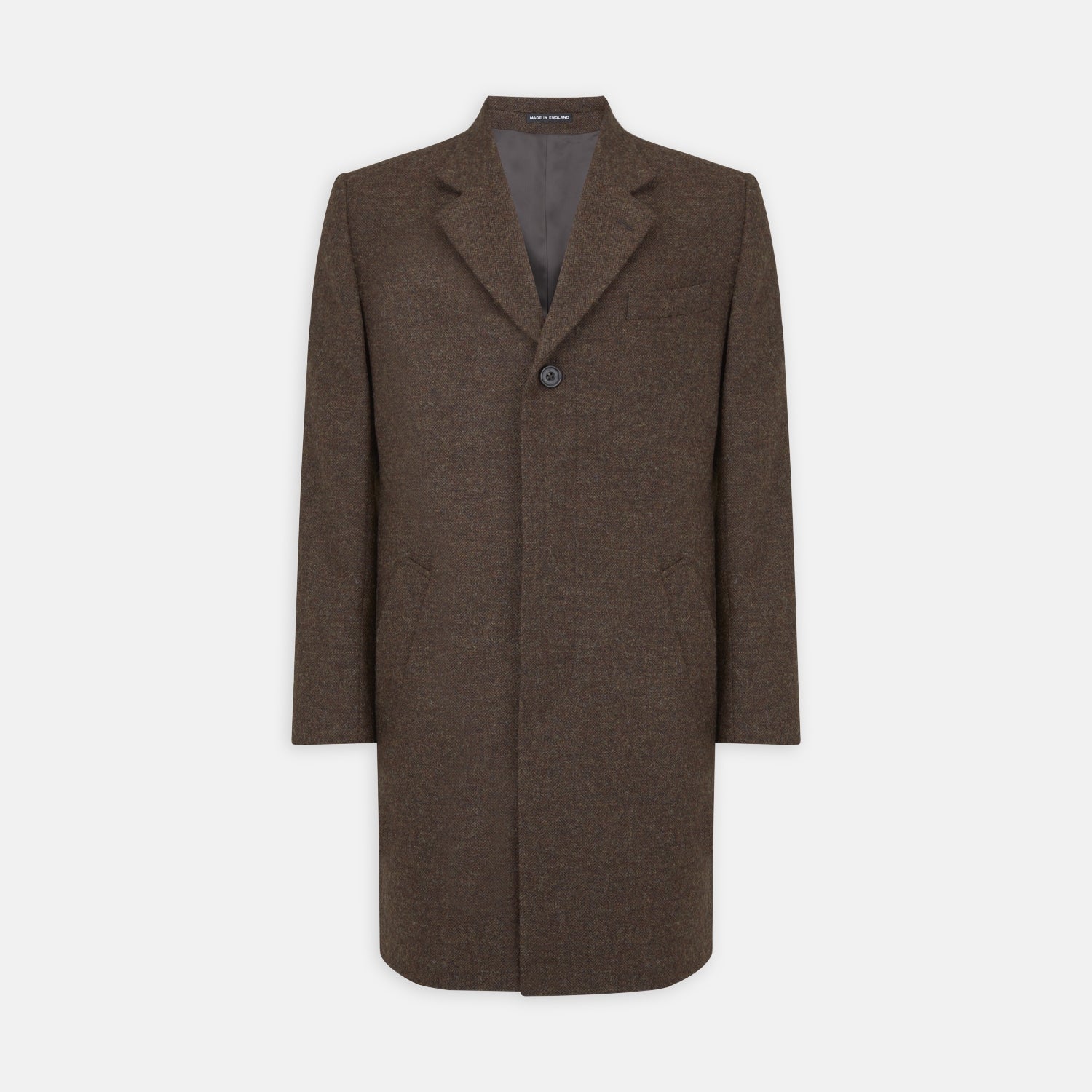 Hopton Brown Herringbone Wool Coat