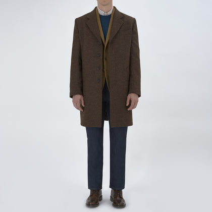 Hopton Brown Herringbone Wool Coat