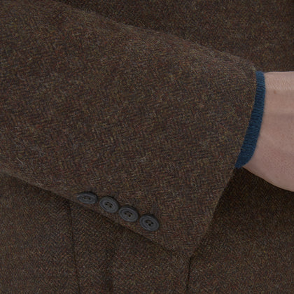Hopton Brown Herringbone Wool Coat Image 3