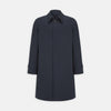 View 1 of product The Navy Cotton Car Coat by Turnbull & Asser features Loro Piana cotton with Rain System technology, a classic collar, concealed buttons, and long sleeves. Shown here in dark navy on a plain white background.