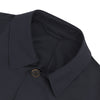 View 2 of product The Navy Cotton Car Coat by Turnbull & Asser features Loro Piana cotton with Rain System technology, a classic collar, concealed buttons, and long sleeves. Shown here in dark navy on a plain white background.