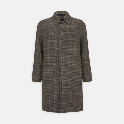 Checked Wool Car Coat