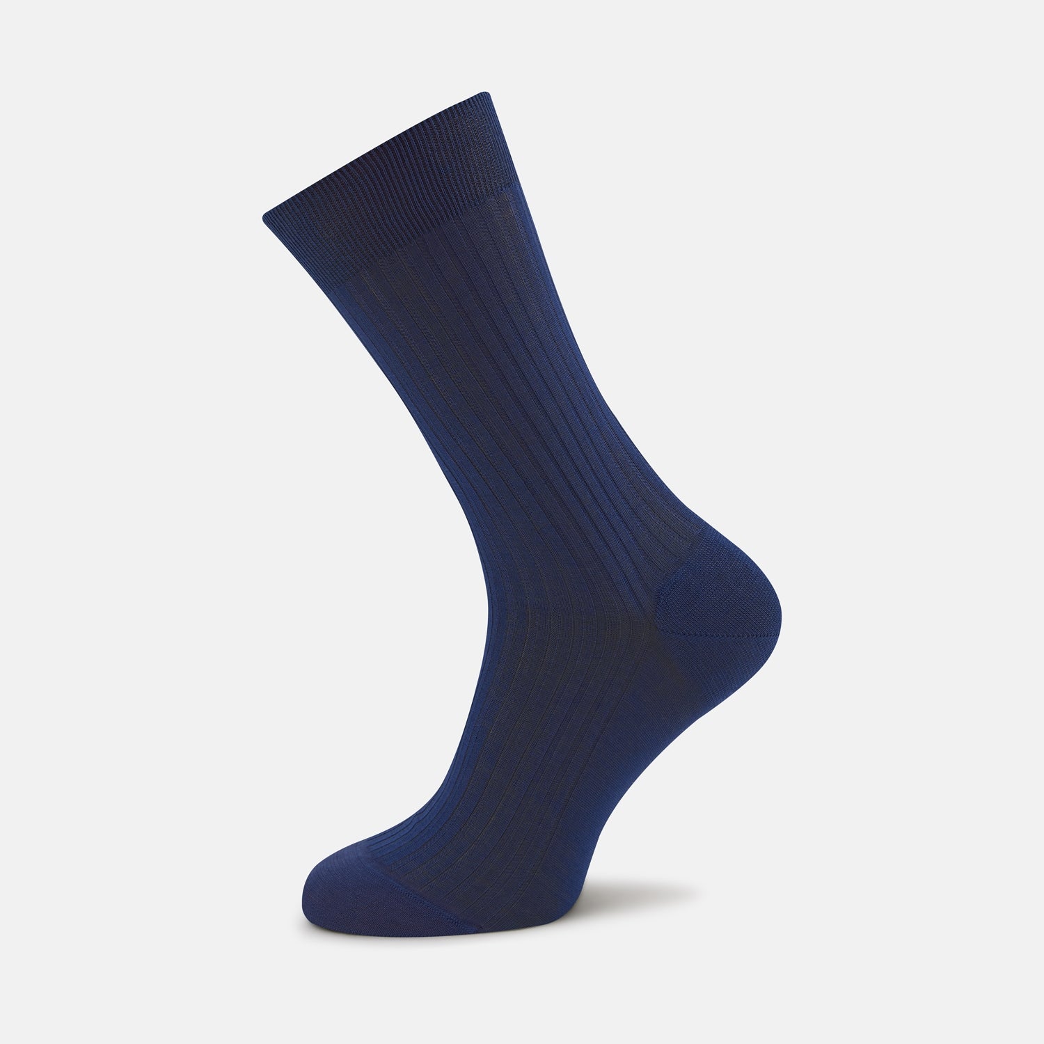 View 1 of product A single Ocean Blue Short Pure Cotton Sock from Turnbull & Asser is shown upright and angled left against a plain white background.