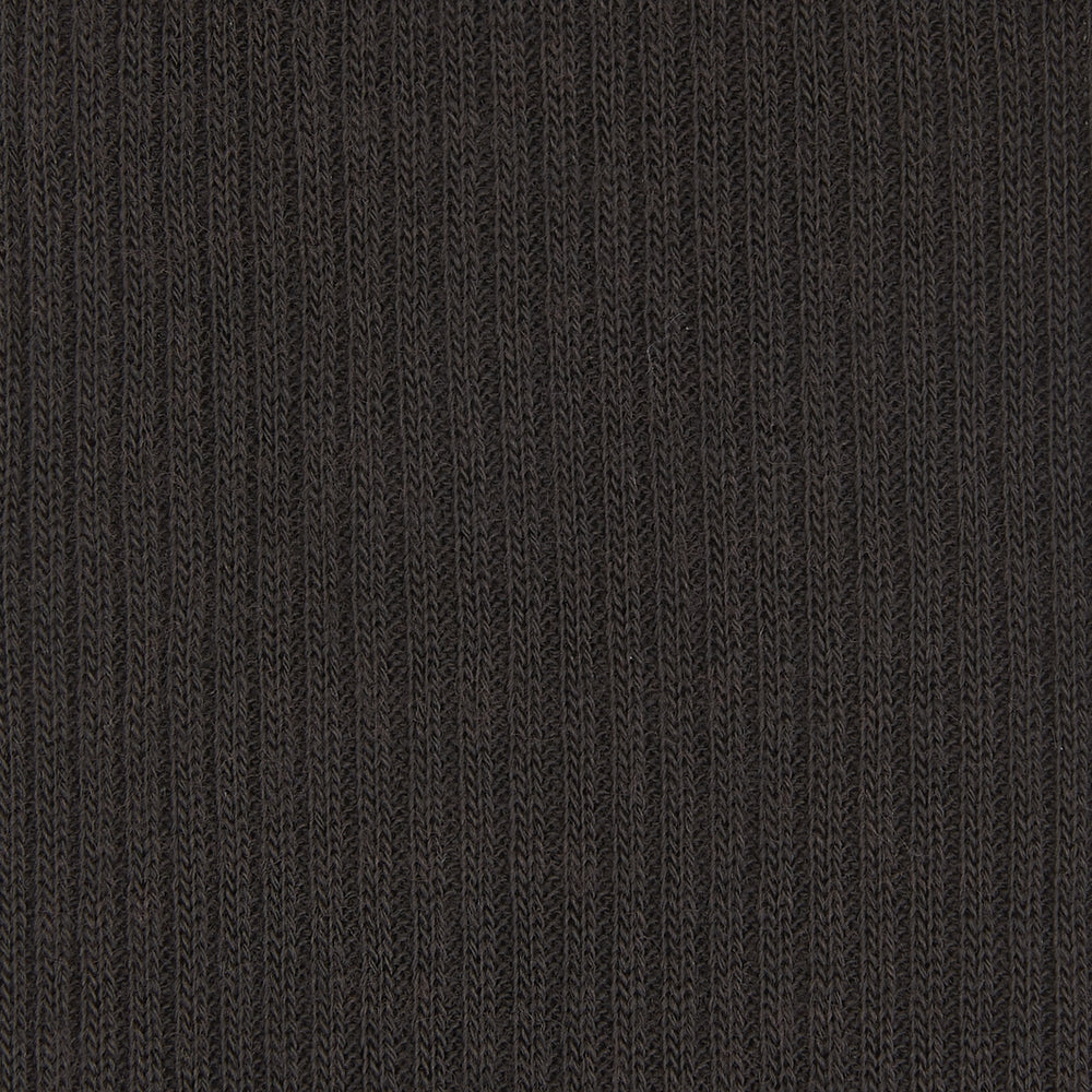 The Turnbull & Asser Chocolate Brown Long Merino Wool Sock is displayed on a white background, positioned as if worn, showcasing its subtle ribbed texture—highlighting the refined elegance of luxury men's socks.