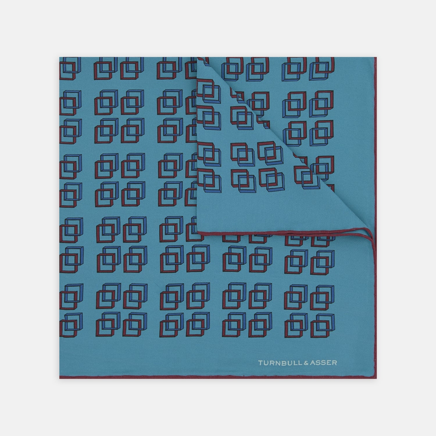 Green Retro Squares Silk Pocket Square