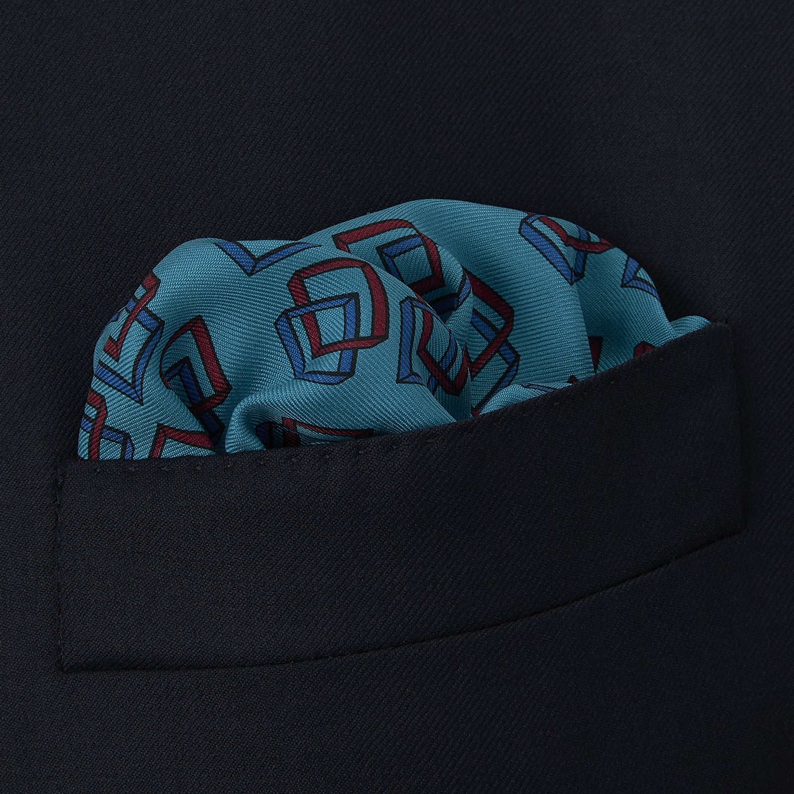 Green Retro Squares Silk Pocket Square