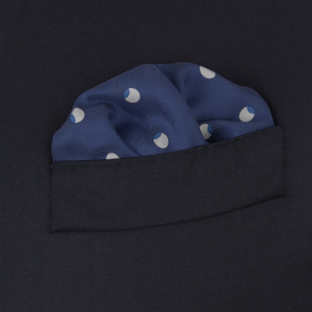 Navy Drop Shadow Silk Pocket Square