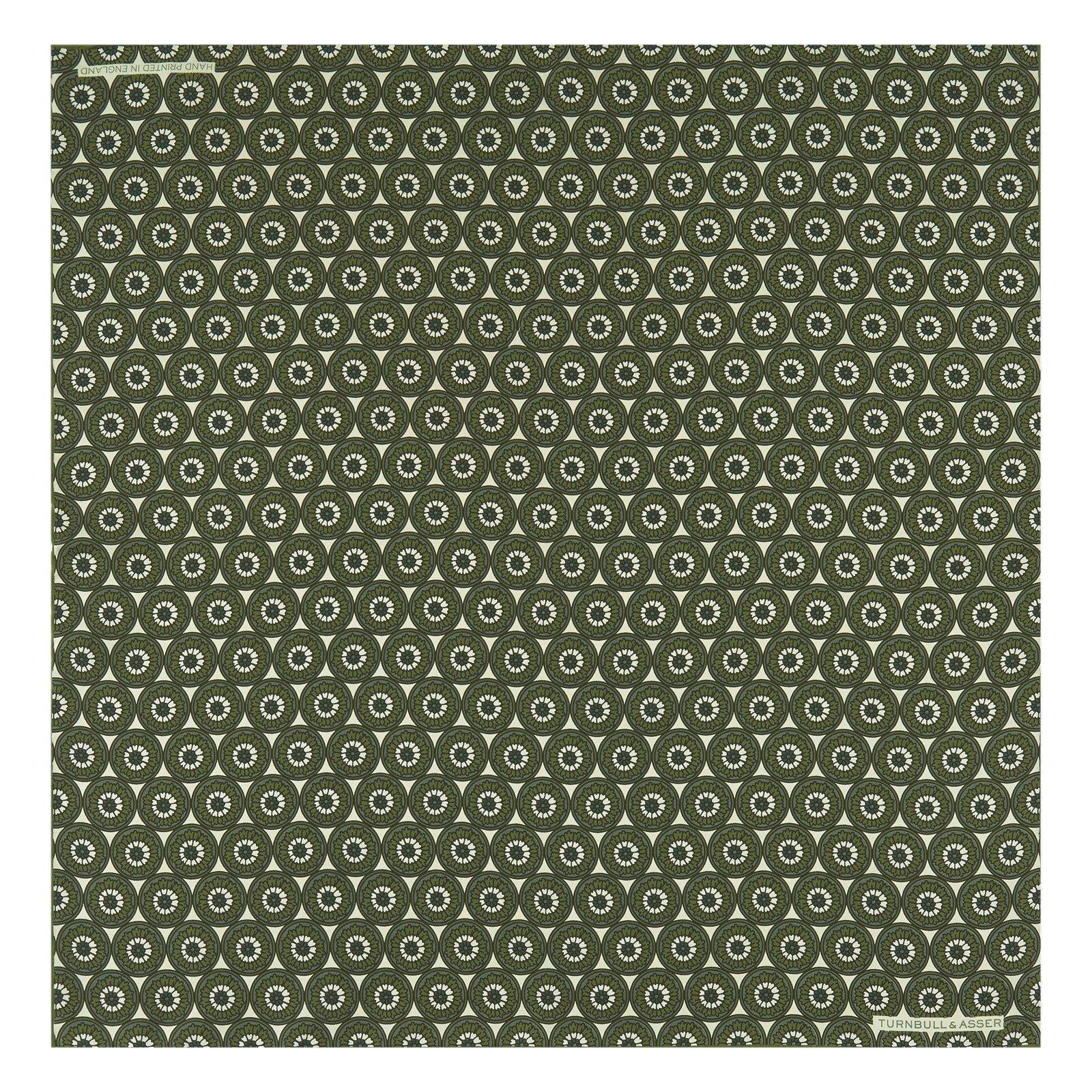 Green Geometric Flowers Silk Pocket Square