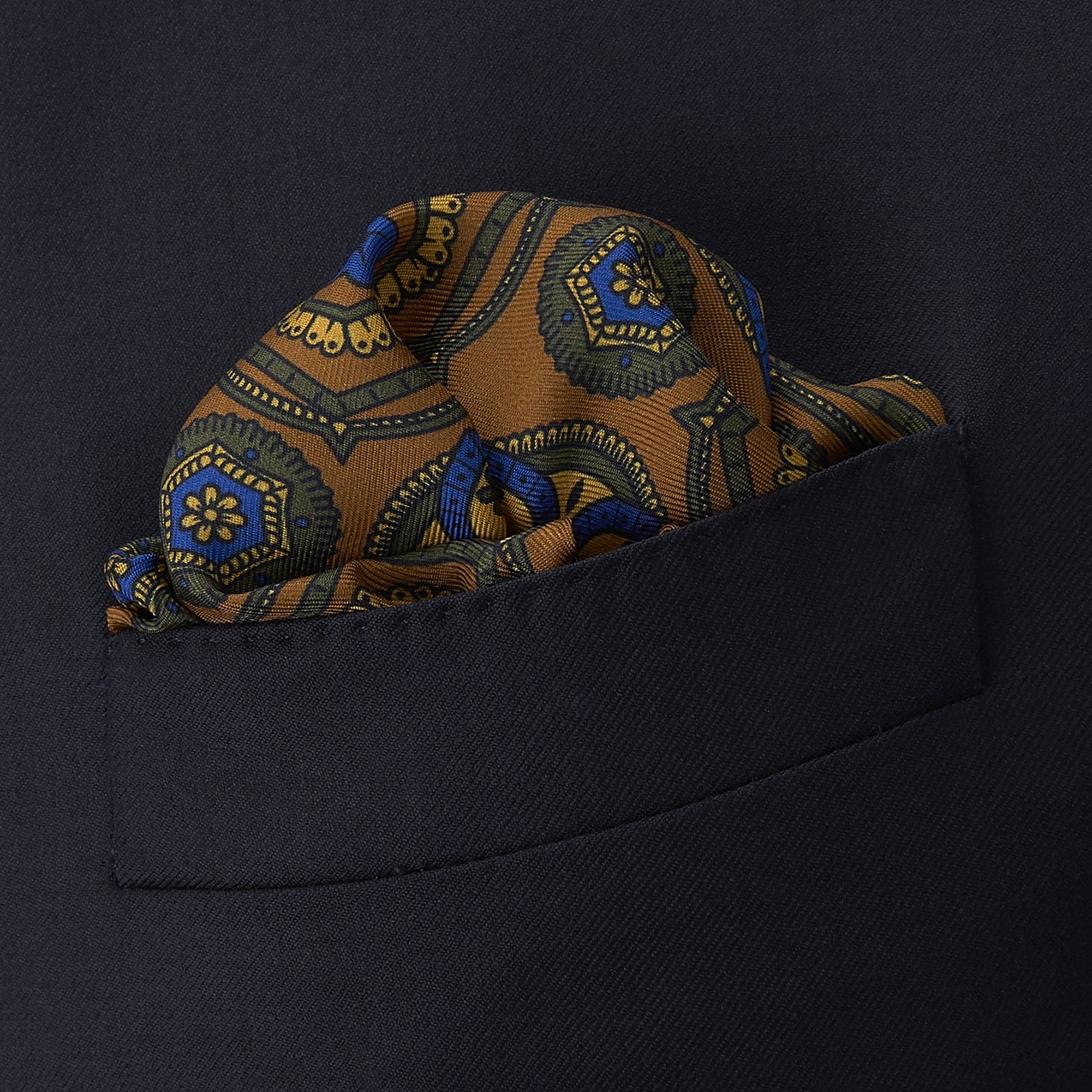 Orange, Green and Yellow Ensemble Silk Pocket Square
