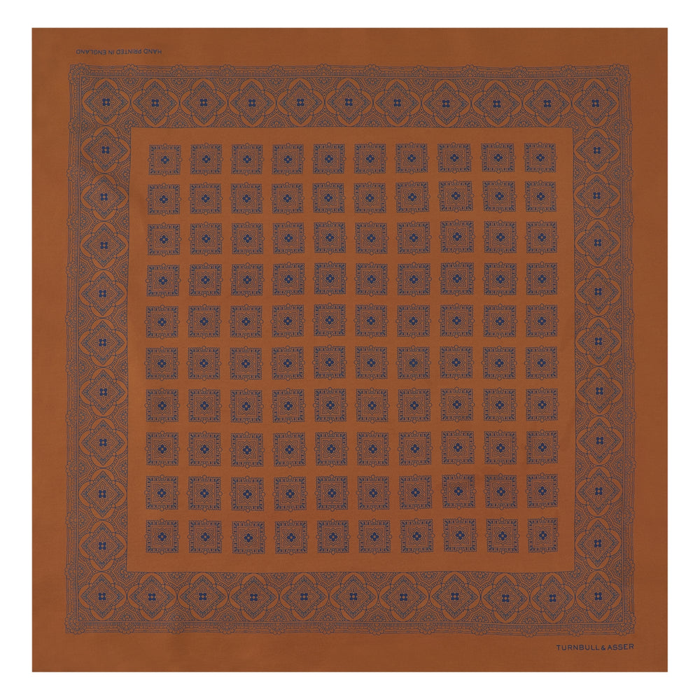 Orange Classical Medallion Silk Pocket Square