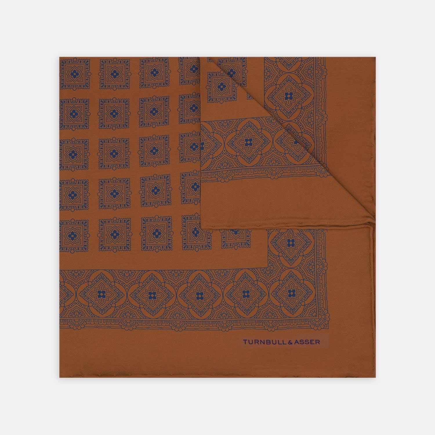 Orange Classical Medallion Silk Pocket Square